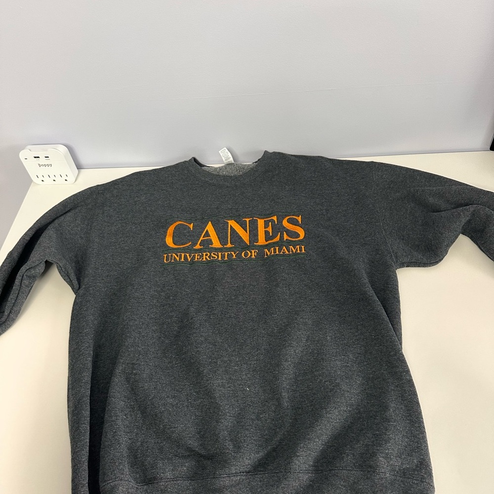 Jerzees Gray and Orange Crew Neck Sweatshirt University of Miami